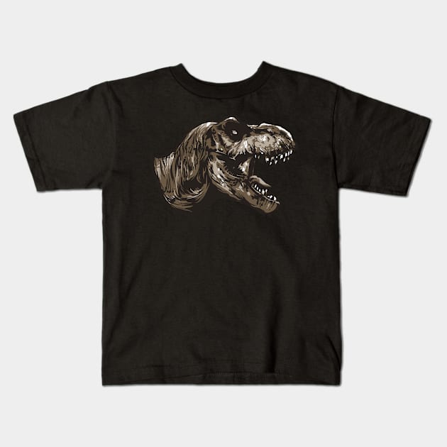 tyrannosaurus rex head Kids T-Shirt by ShirtyLife